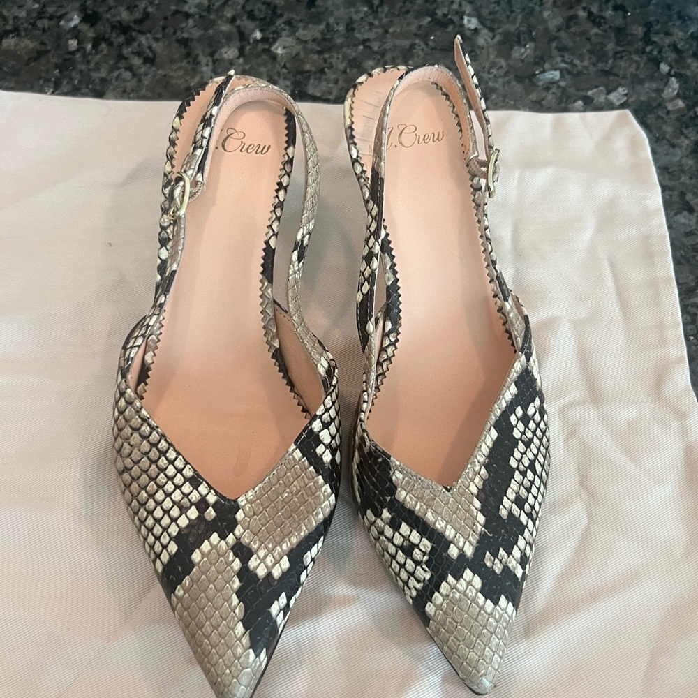 J. Crew Sophia Snake Kitten Slingback Pumps